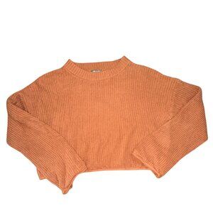 Wild Fable High Neck Ribbed Knit Cropped Sweater-Brown-L-GUC